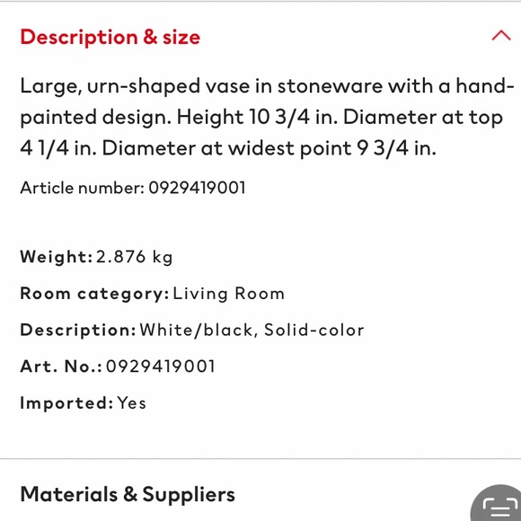 HM Black White Vase - Picture 3 of 4